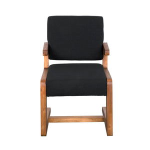 Noir Bruce Chair - Elegant Teak Accent with Black Cotton Upholstery, Perfect for Modern Interiors & Comfort AE-325T