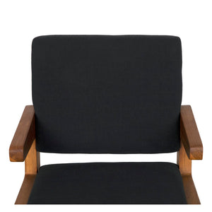 Noir Bruce Chair - Elegant Teak Accent with Black Cotton Upholstery, Perfect for Modern Interiors & Comfort AE-325T