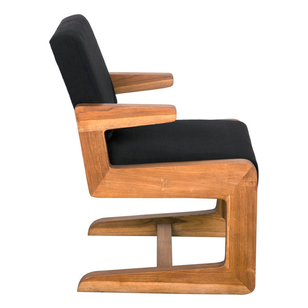 Noir Bruce Chair - Elegant Teak Accent with Black Cotton Upholstery, Perfect for Modern Interiors & Comfort AE-325T