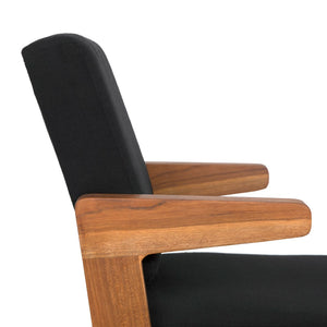 Noir Bruce Chair - Elegant Teak Accent with Black Cotton Upholstery, Perfect for Modern Interiors & Comfort AE-325T