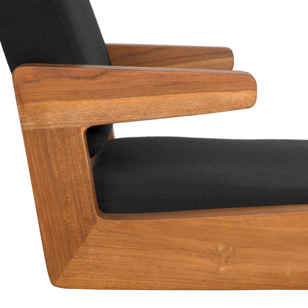 Noir Bruce Chair - Elegant Teak Accent with Black Cotton Upholstery, Perfect for Modern Interiors & Comfort AE-325T