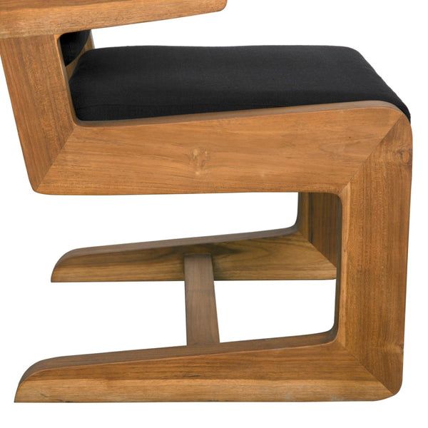 Noir Bruce Chair - Elegant Teak Accent with Black Cotton Upholstery, Perfect for Modern Interiors & Comfort AE-325T