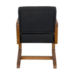 Noir Bruce Chair - Elegant Teak Accent with Black Cotton Upholstery, Perfect for Modern Interiors & Comfort AE-325T