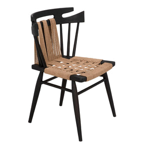Noir Kikki Chair - Contemporary Teak Design with Sleek Black Finish and Woven Rope Seat for Comfort AE-333CHB
