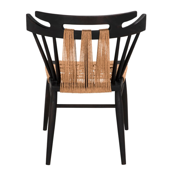 Noir Kikki Chair - Contemporary Teak Design with Sleek Black Finish and Woven Rope Seat for Comfort AE-333CHB