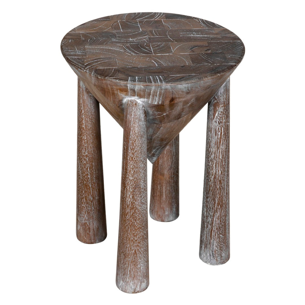 Noir Kongo Side Table: Modern Weathered Teak Accent for Versatile Living Spaces & Minimalist Decor AE-338WT