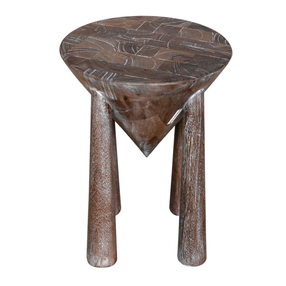 Noir Kongo Side Table: Modern Weathered Teak Accent for Versatile Living Spaces & Minimalist Decor AE-338WT