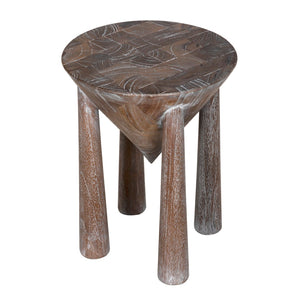 Noir Kongo Side Table: Modern Weathered Teak Accent for Versatile Living Spaces & Minimalist Decor AE-338WT