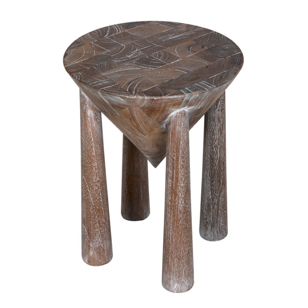 Noir Kongo Side Table: Modern Weathered Teak Accent for Versatile Living Spaces & Minimalist Decor AE-338WT