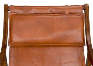 Noir Gilberto Chair - Luxurious Teak & Leather Accent Piece for Modern Living Rooms & Cozy Reading Nooks AE-342