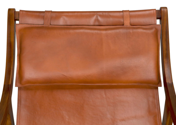 Noir Gilberto Chair - Luxurious Teak & Leather Accent Piece for Modern Living Rooms & Cozy Reading Nooks AE-342