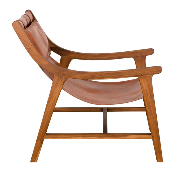 Noir Gilberto Chair - Luxurious Teak & Leather Accent Piece for Modern Living Rooms & Cozy Reading Nooks AE-342