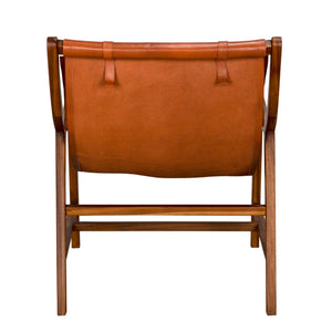 Noir Gilberto Chair - Luxurious Teak & Leather Accent Piece for Modern Living Rooms & Cozy Reading Nooks AE-342