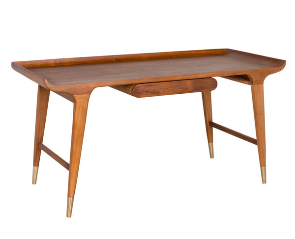 Noir Mandrake Desk - Premium Teak Workspace with Brass Accents, Timeless Design for Home & Office Use AE-346T