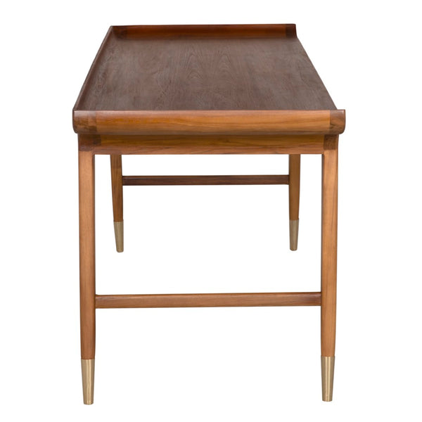 Noir Mandrake Desk - Premium Teak Workspace with Brass Accents, Timeless Design for Home & Office Use AE-346T