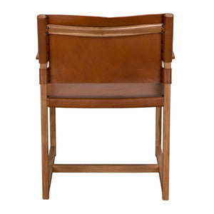 Noir Xavier Chair - Elegant Tobacco Leather & Solid Teak Frame for Timeless Comfort & Versatile Style AE-350BT