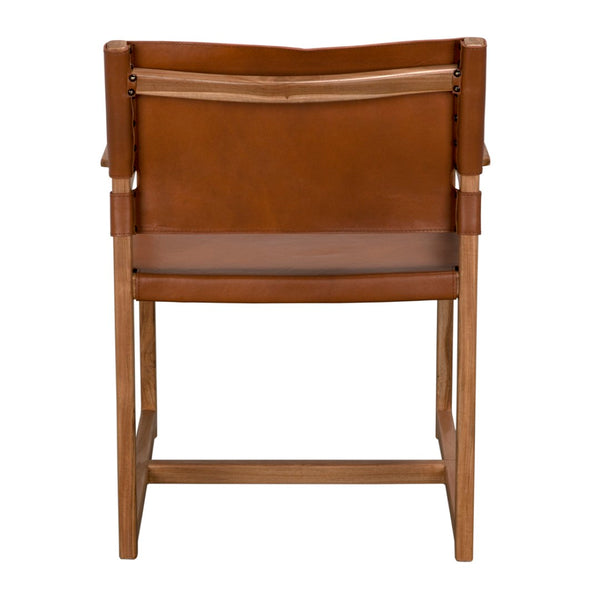 Noir Xavier Chair - Elegant Tobacco Leather & Solid Teak Frame for Timeless Comfort & Versatile Style AE-350BT