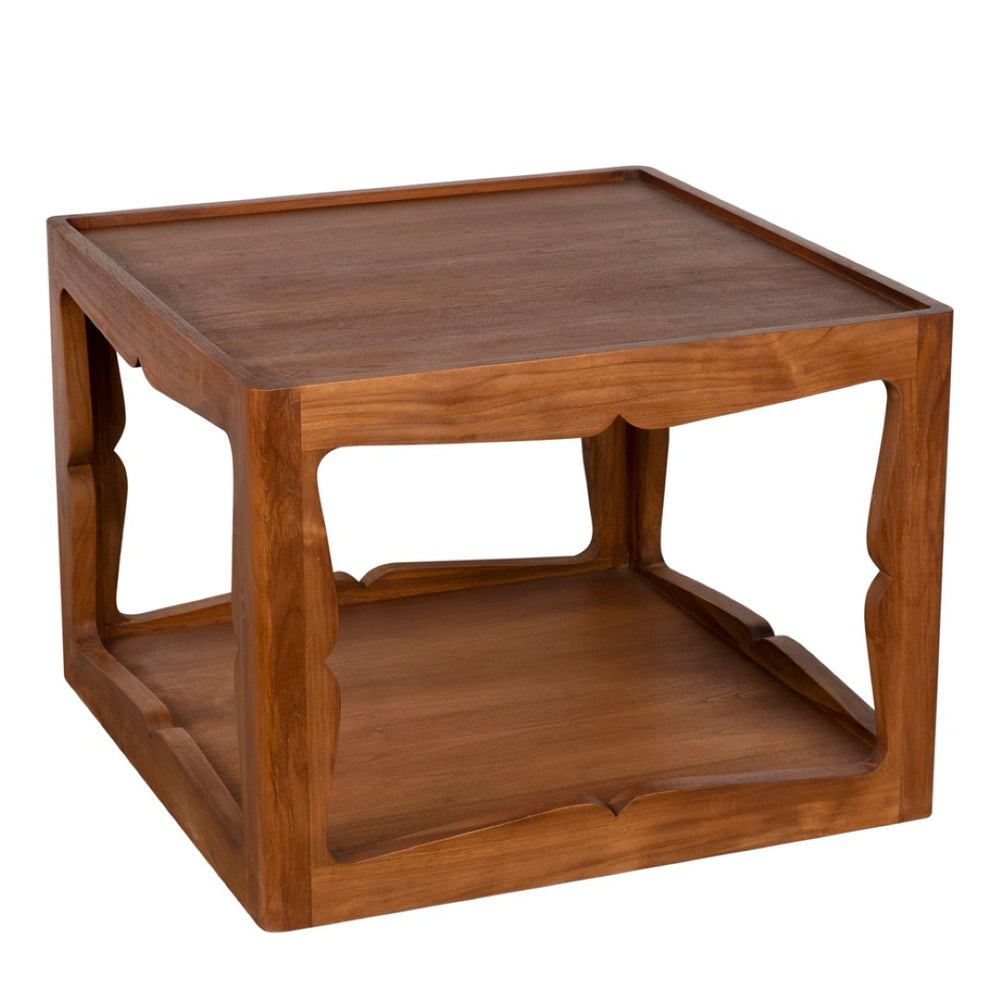 Noir Kabbal Side Table - Modern Minimalist Teak Accent Table for Living Rooms, Nooks & Cozy Spaces AE-352T