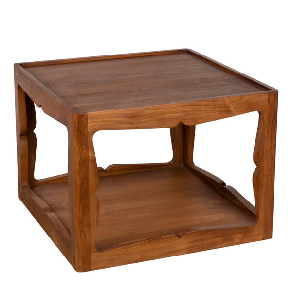 Noir Kabbal Side Table - Modern Minimalist Teak Accent Table for Living Rooms, Nooks & Cozy Spaces AE-352T
