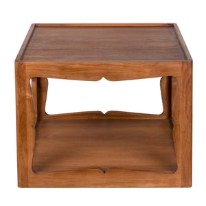 Noir Kabbal Side Table - Modern Minimalist Teak Accent Table for Living Rooms, Nooks & Cozy Spaces AE-352T