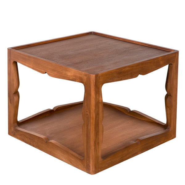 Noir Kabbal Side Table - Modern Minimalist Teak Accent Table for Living Rooms, Nooks & Cozy Spaces AE-352T