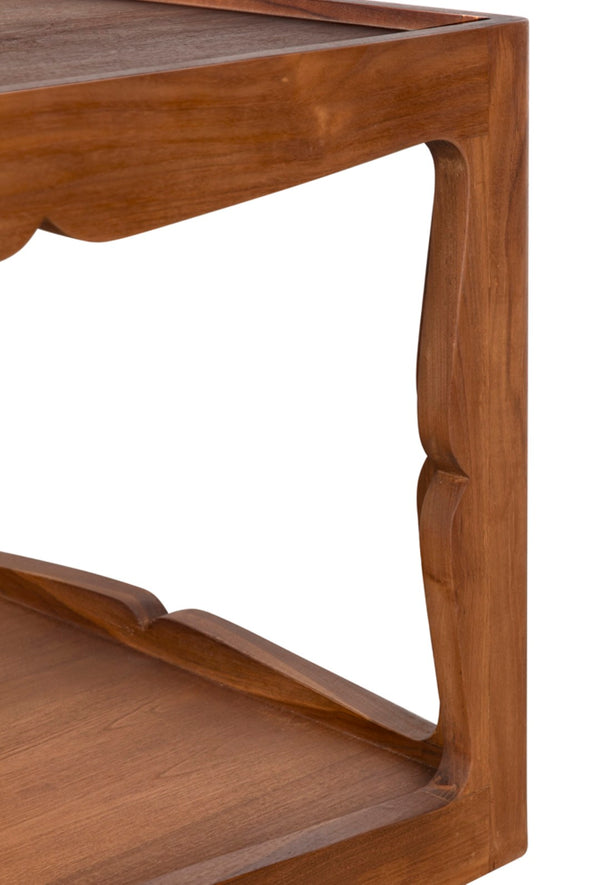 Noir Kabbal Side Table - Modern Minimalist Teak Accent Table for Living Rooms, Nooks & Cozy Spaces AE-352T