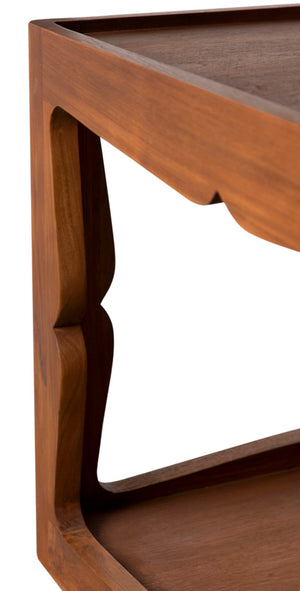 Noir Kabbal Side Table - Modern Minimalist Teak Accent Table for Living Rooms, Nooks & Cozy Spaces AE-352T