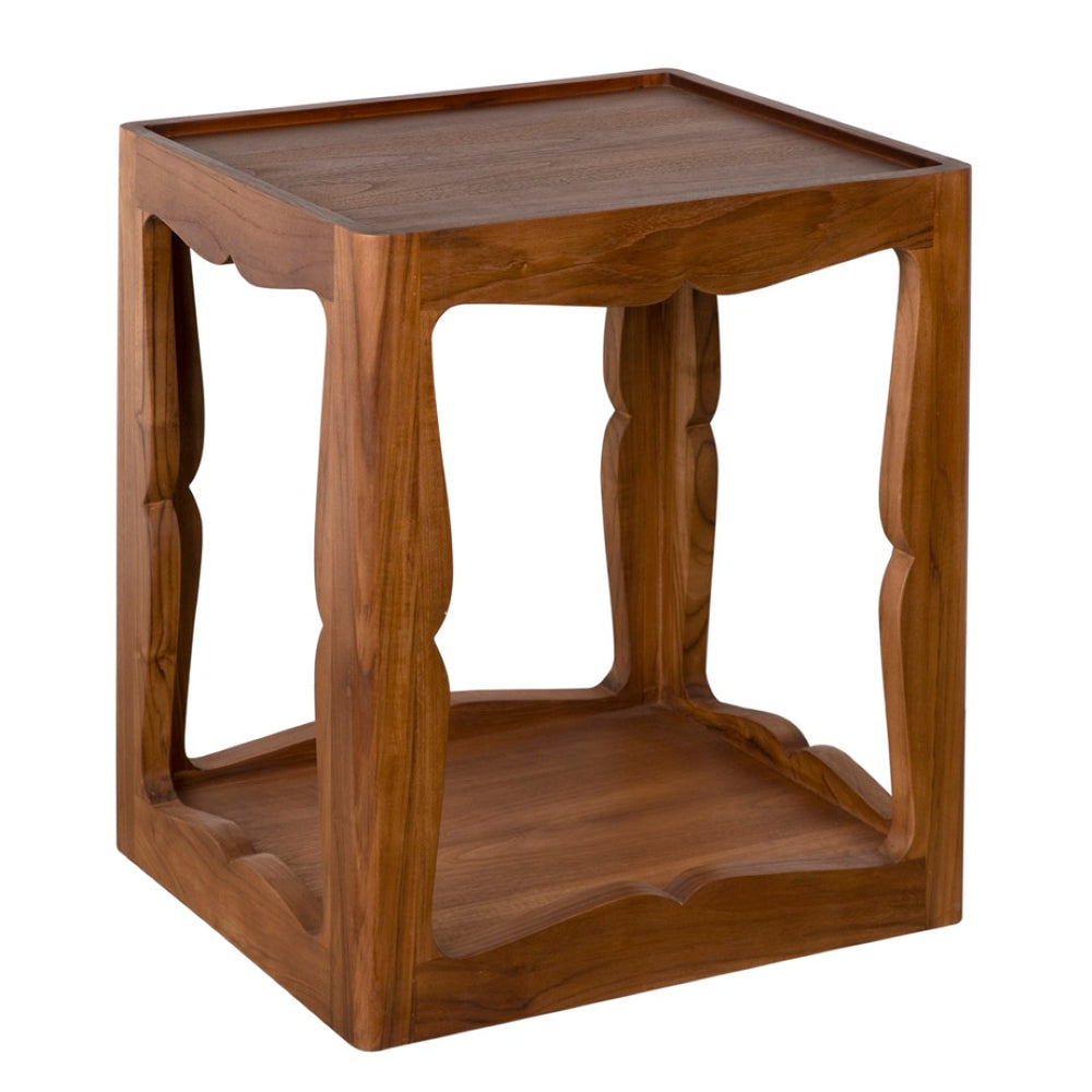 Noir Kabbal Side Table - Tall Teak Accent Piece for Modern Minimalist Living with Durable Finish & Style AE-353T