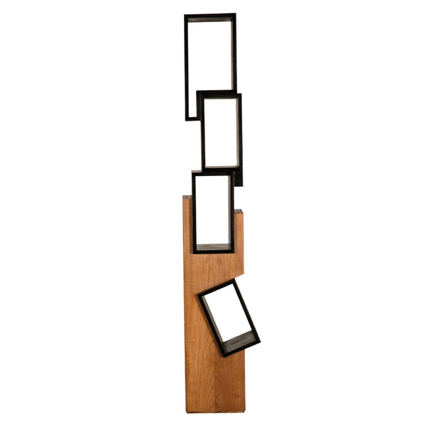 Noir Jackson Shelf - Bold Asymmetrical Teak Display Unit for Modern Interiors & Gallery Spaces, 79" Tall AE-357TCHB