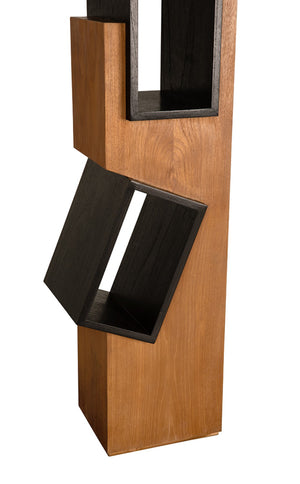 Noir Jackson Shelf - Bold Asymmetrical Teak Display Unit for Modern Interiors & Gallery Spaces, 79" Tall AE-357TCHB