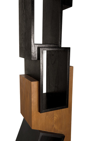 Noir Jackson Shelf - Bold Asymmetrical Teak Display Unit for Modern Interiors & Gallery Spaces, 79" Tall AE-357TCHB