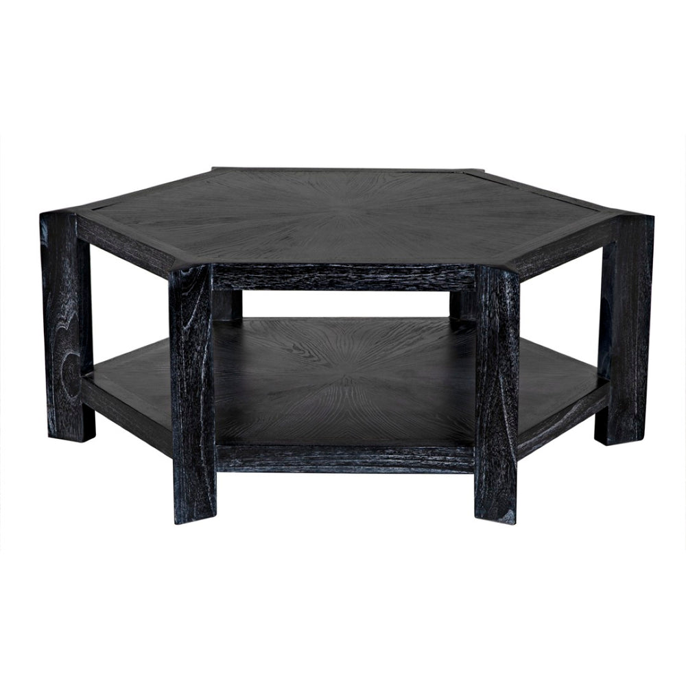 Noir Yuhuda Coffee Table, Cinder Black - Urban Modern Centerpiece with Durable Mindi Wood for Stylish Living AE-80CB