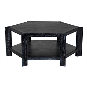 Noir Yuhuda Coffee Table, Cinder Black - Urban Modern Centerpiece with Durable Mindi Wood for Stylish Living AE-80CB