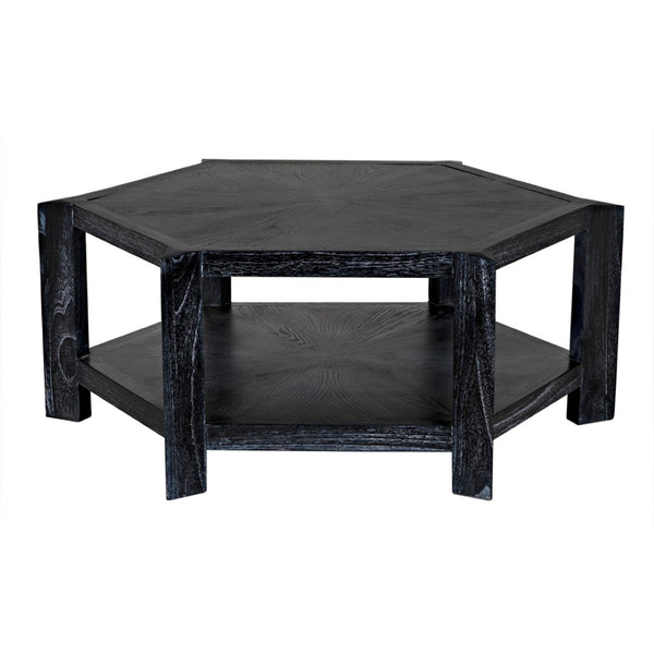 Noir Yuhuda Coffee Table, Cinder Black - Urban Modern Centerpiece with Durable Mindi Wood for Stylish Living AE-80CB