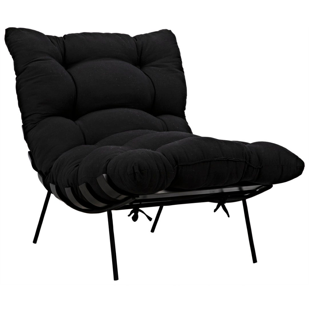 Noir Hanzo Chair - Chaise-Style Comfort with Durable Iron Legs & Modern Charcoal Black Finish for Any Space AE-85CHB