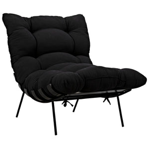 Noir Hanzo Chair - Chaise-Style Comfort with Durable Iron Legs & Modern Charcoal Black Finish for Any Space AE-85CHB
