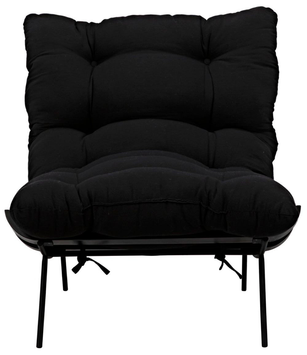 Noir Hanzo Chair - Chaise-Style Comfort with Durable Iron Legs & Modern Charcoal Black Finish for Any Space AE-85CHB