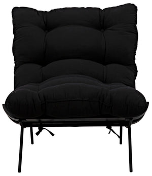 Noir Hanzo Chair - Chaise-Style Comfort with Durable Iron Legs & Modern Charcoal Black Finish for Any Space AE-85CHB