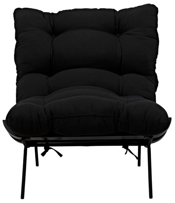 Noir Hanzo Chair - Chaise-Style Comfort with Durable Iron Legs & Modern Charcoal Black Finish for Any Space AE-85CHB
