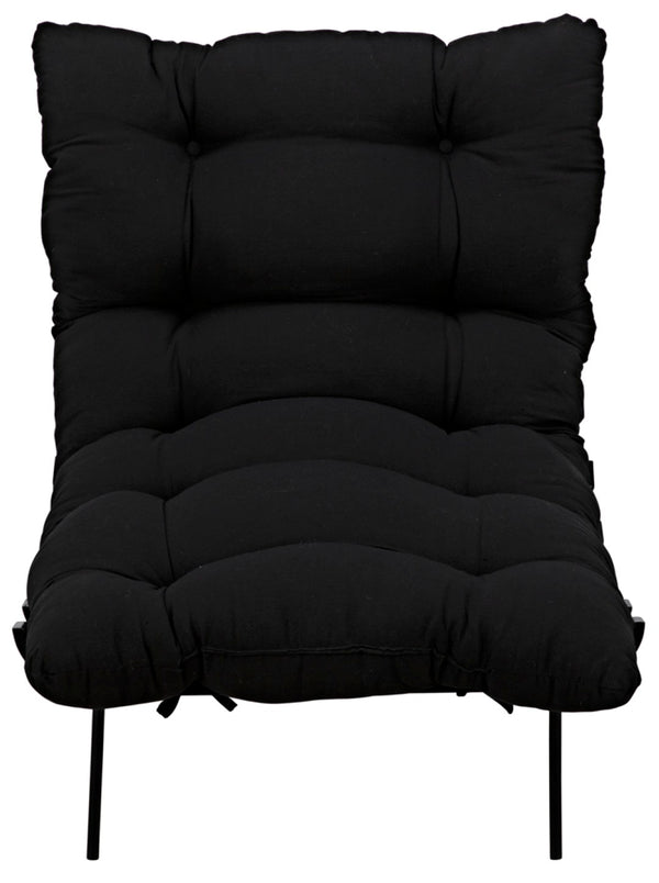 Noir Hanzo Chair - Chaise-Style Comfort with Durable Iron Legs & Modern Charcoal Black Finish for Any Space AE-85CHB