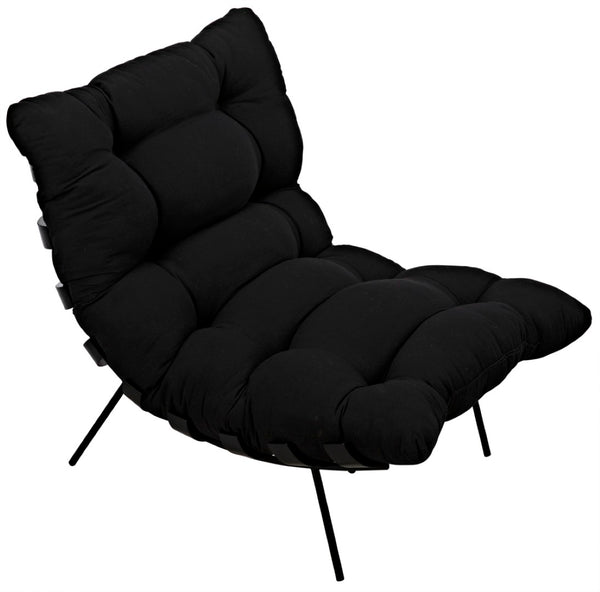 Noir Hanzo Chair - Chaise-Style Comfort with Durable Iron Legs & Modern Charcoal Black Finish for Any Space AE-85CHB