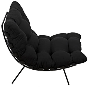 Noir Hanzo Chair - Chaise-Style Comfort with Durable Iron Legs & Modern Charcoal Black Finish for Any Space AE-85CHB