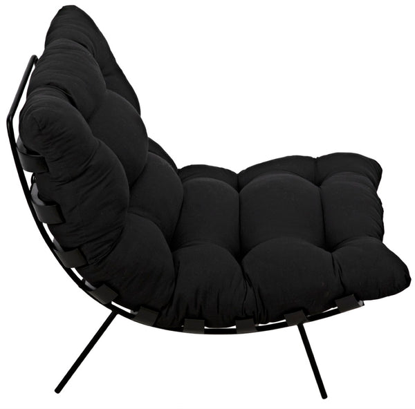 Noir Hanzo Chair - Chaise-Style Comfort with Durable Iron Legs & Modern Charcoal Black Finish for Any Space AE-85CHB