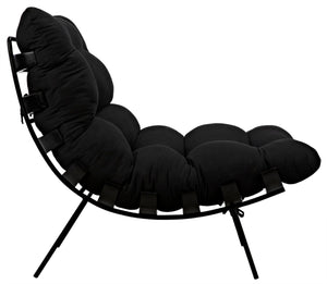 Noir Hanzo Chair - Chaise-Style Comfort with Durable Iron Legs & Modern Charcoal Black Finish for Any Space AE-85CHB