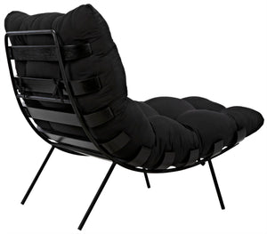 Noir Hanzo Chair - Chaise-Style Comfort with Durable Iron Legs & Modern Charcoal Black Finish for Any Space AE-85CHB