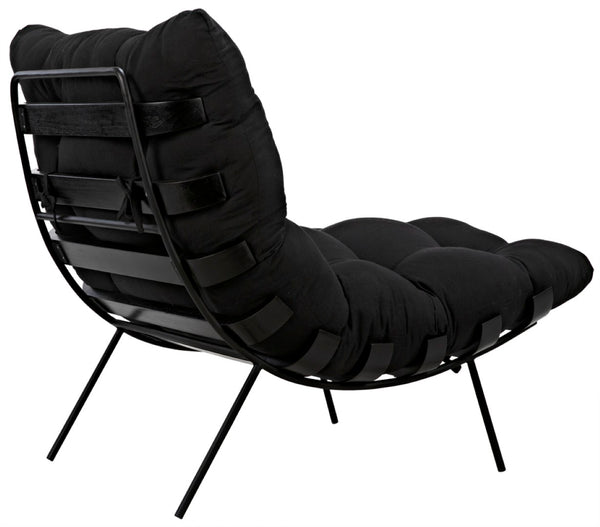 Noir Hanzo Chair - Chaise-Style Comfort with Durable Iron Legs & Modern Charcoal Black Finish for Any Space AE-85CHB