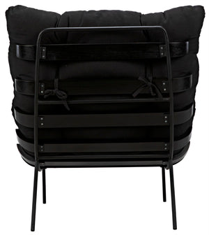 Noir Hanzo Chair - Chaise-Style Comfort with Durable Iron Legs & Modern Charcoal Black Finish for Any Space AE-85CHB
