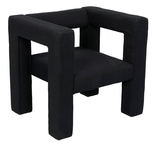 Noir Felix Chair - Elegant Black Cotton Upholstered Occasional Chair for Living Room Comfort & Style AE-87
