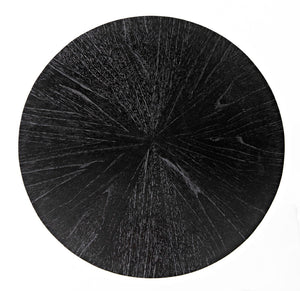 Noir Maganini Modern Round Side Table in Charcoal Black with Brass-Capped Legs for Timeless Elegance AE-90CHB