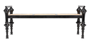 Noir Indochine Bench - Timeless Mindi Wood with Hand-Woven Caning for Modern, Elegant Home Seating Solutions AE-93CHB